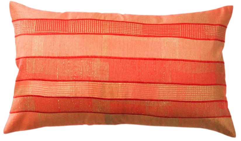 Funda de cojín bordada en seda. Zaira Myri Coral RD 30x50