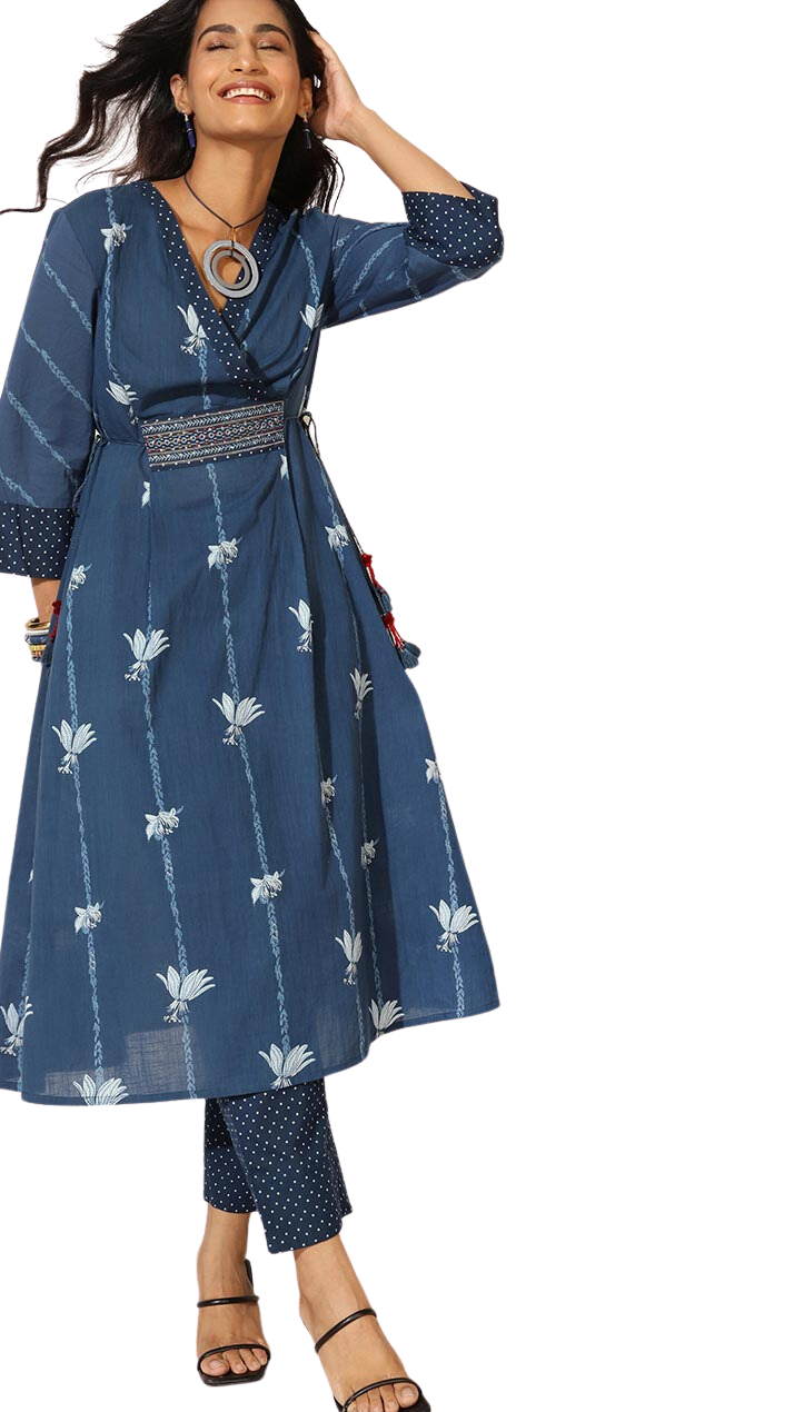 Set de kurta con pantalón. Índigo