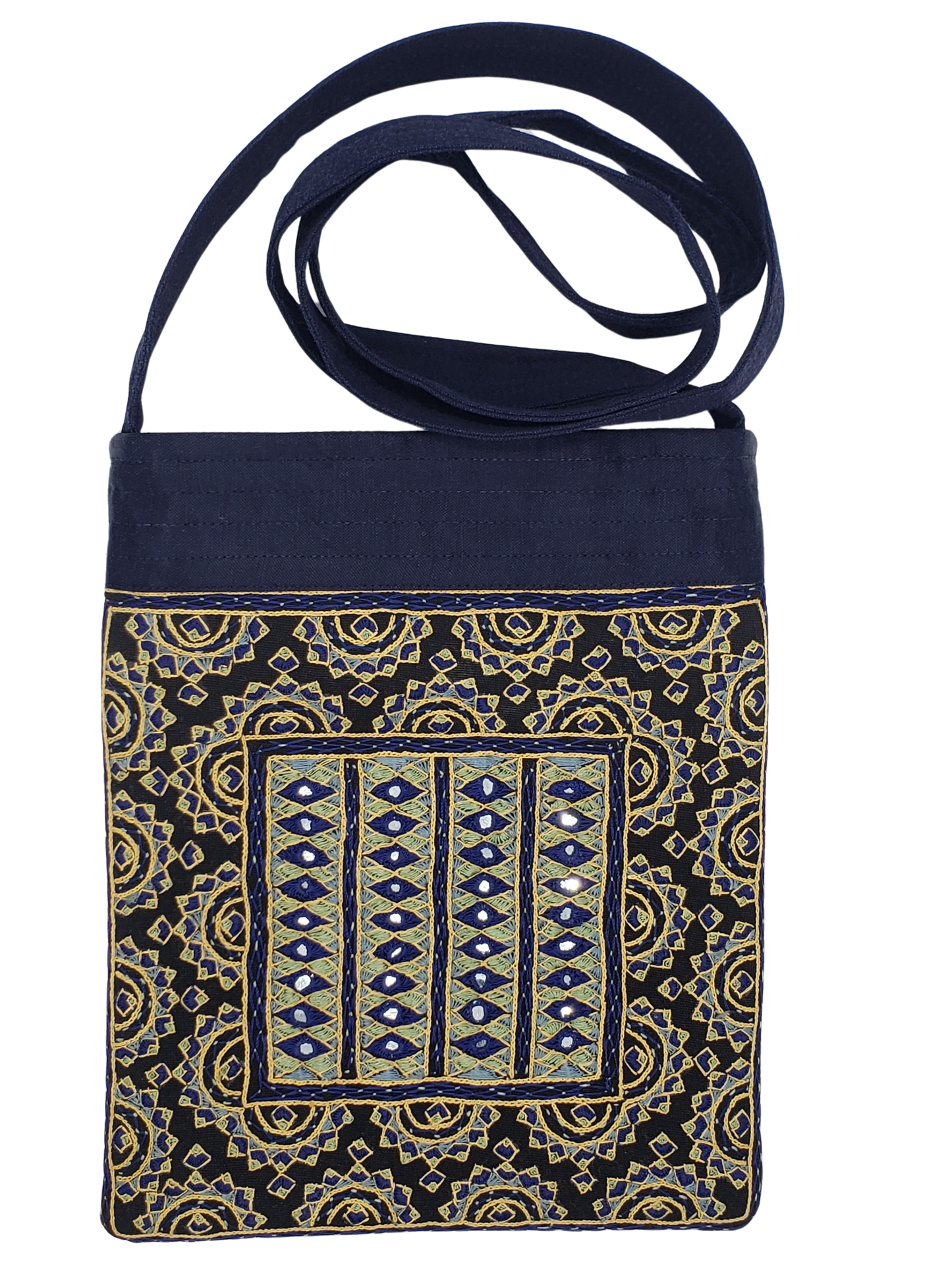 Bolso de mano bordado Neran Kutch Azul
