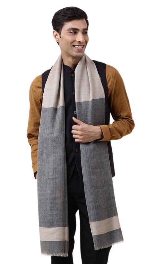 Bufanda de lana. Beige con negro