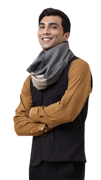 Bufanda de lana. Beige con negro