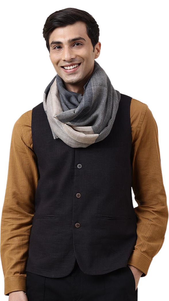 Bufanda de lana. Beige con negro