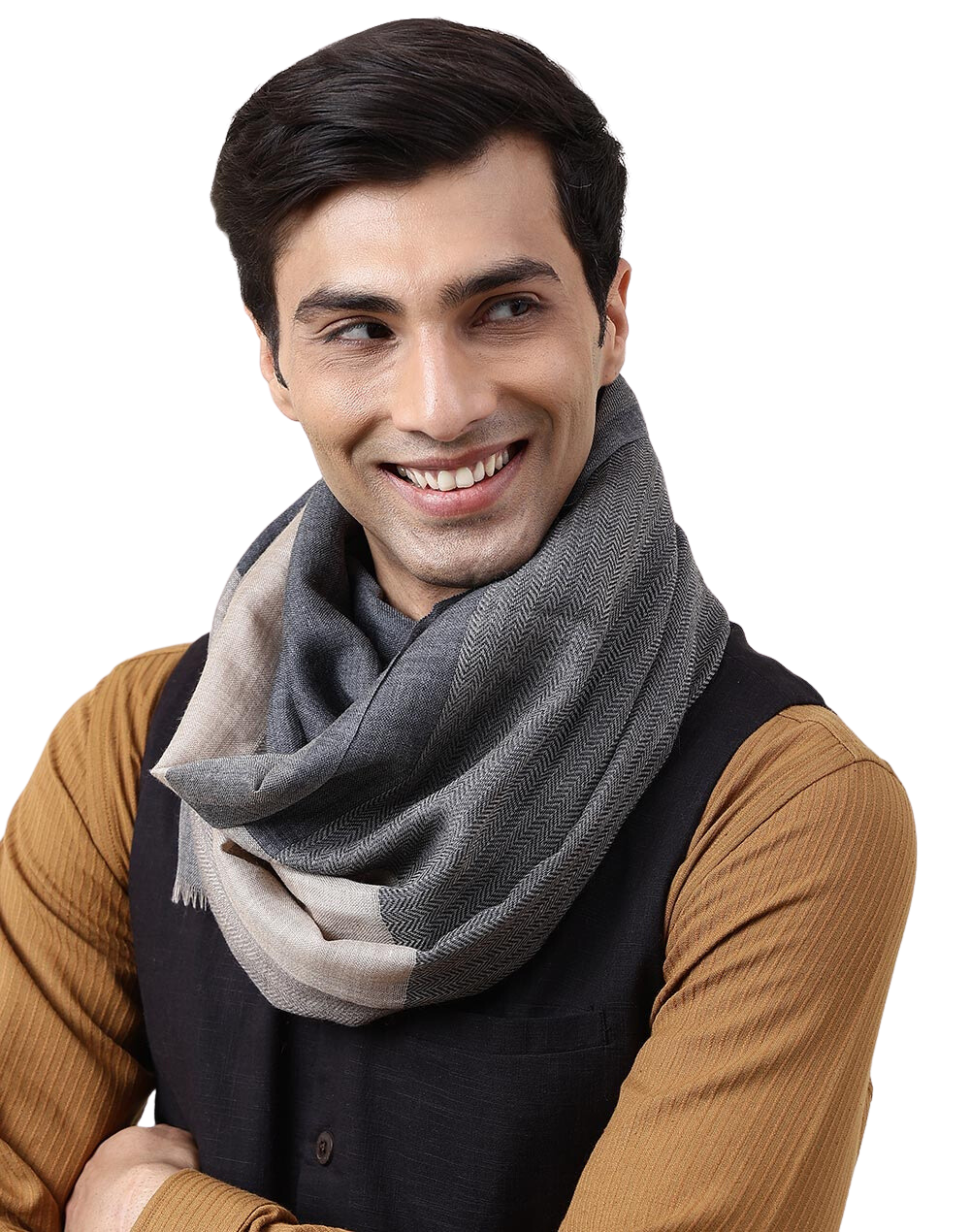 Bufanda de lana. Beige con negro