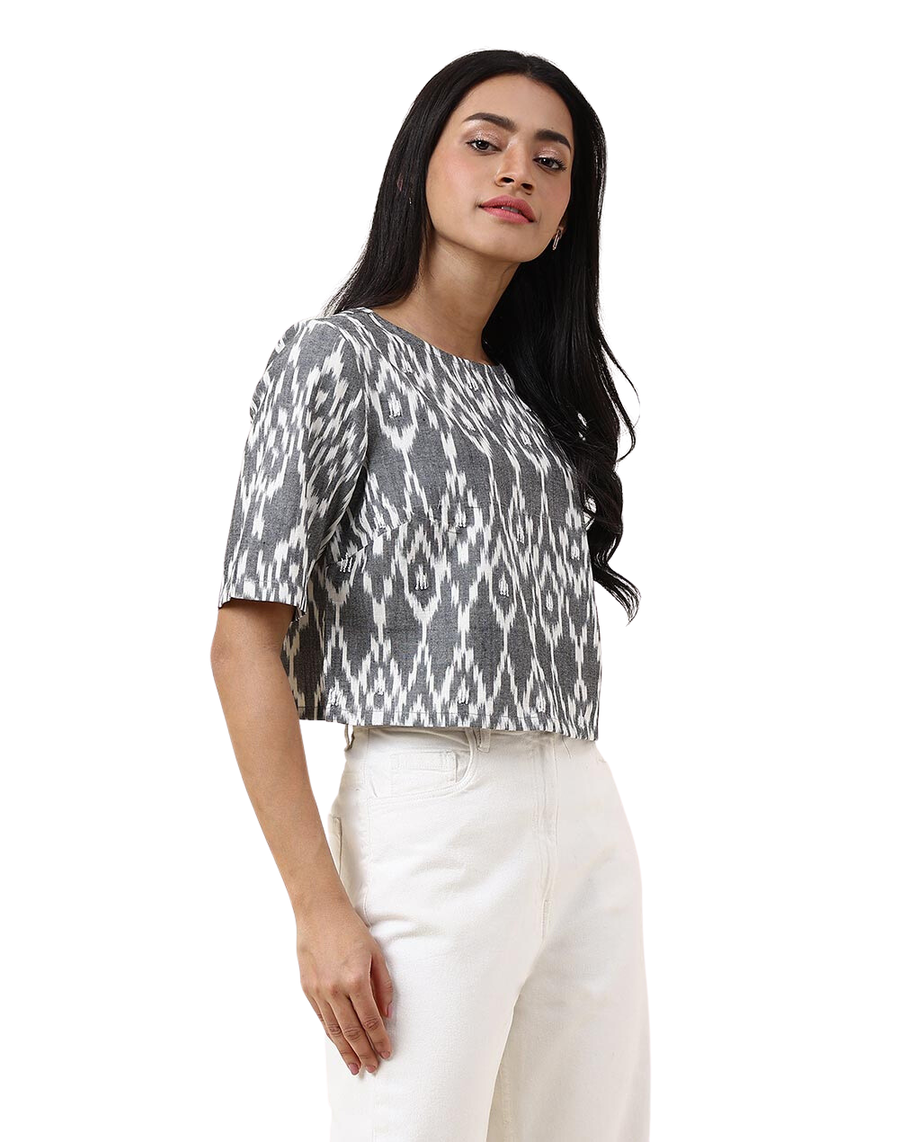 Blusa Ikat. Gris