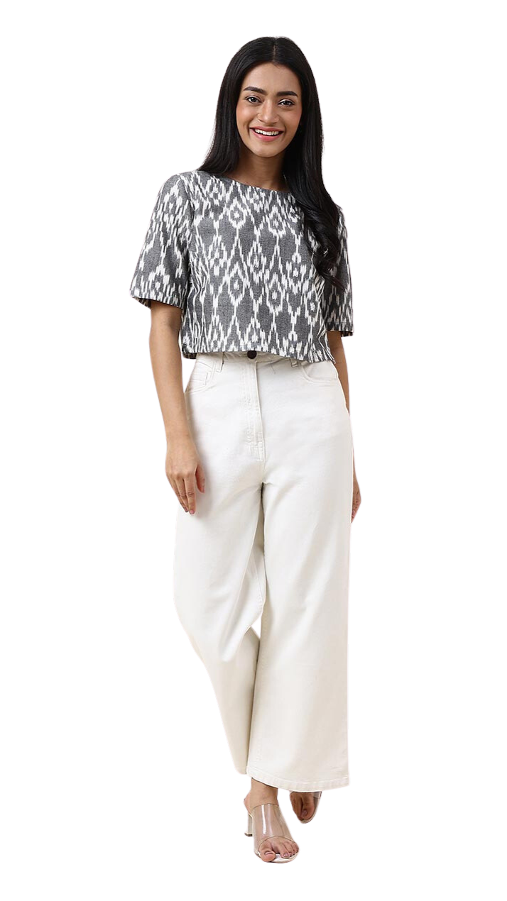 Blusa Ikat. Gris