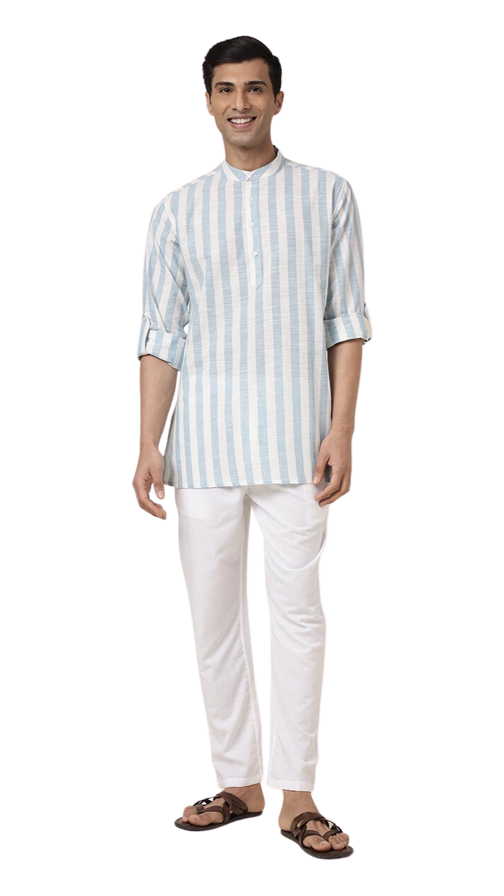 Kurt para hombre. Rayas blancas y azules. Manga larga