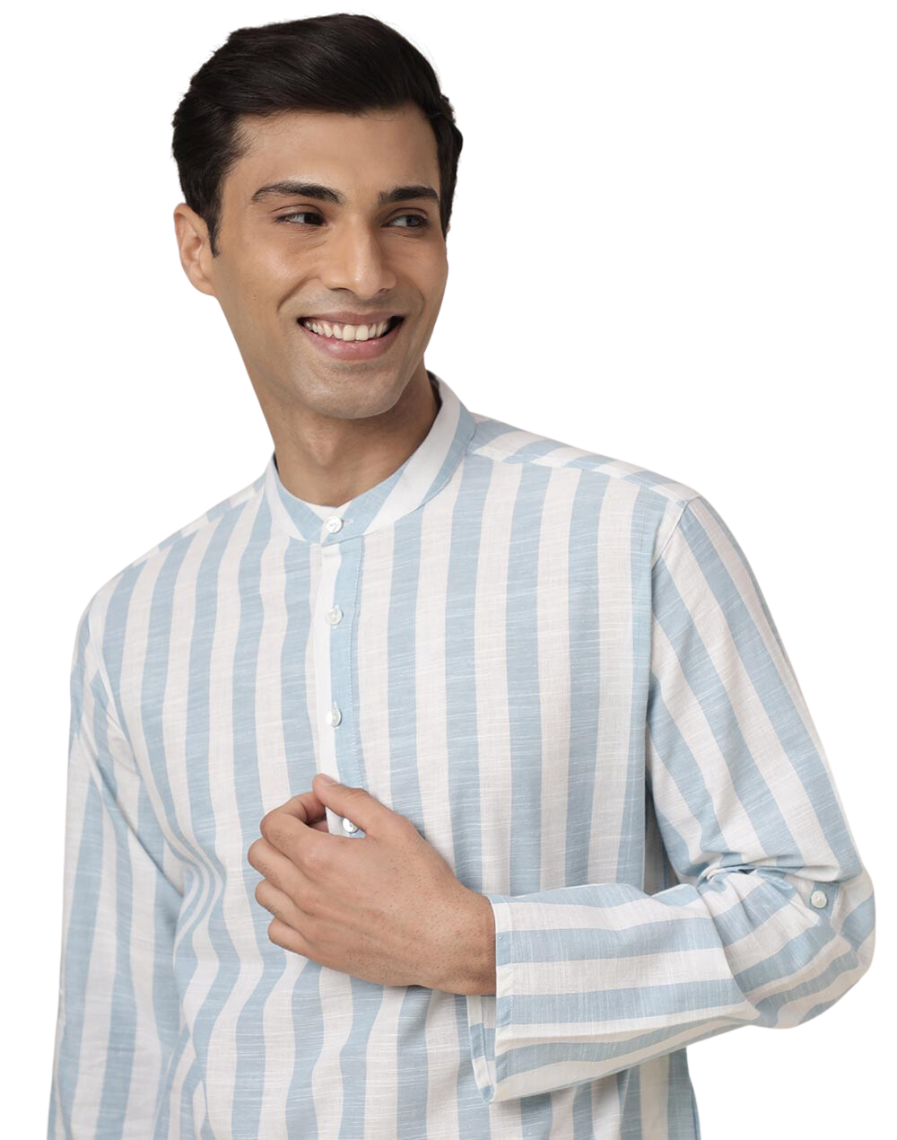 Kurt para hombre. Rayas blancas y azules. Manga larga