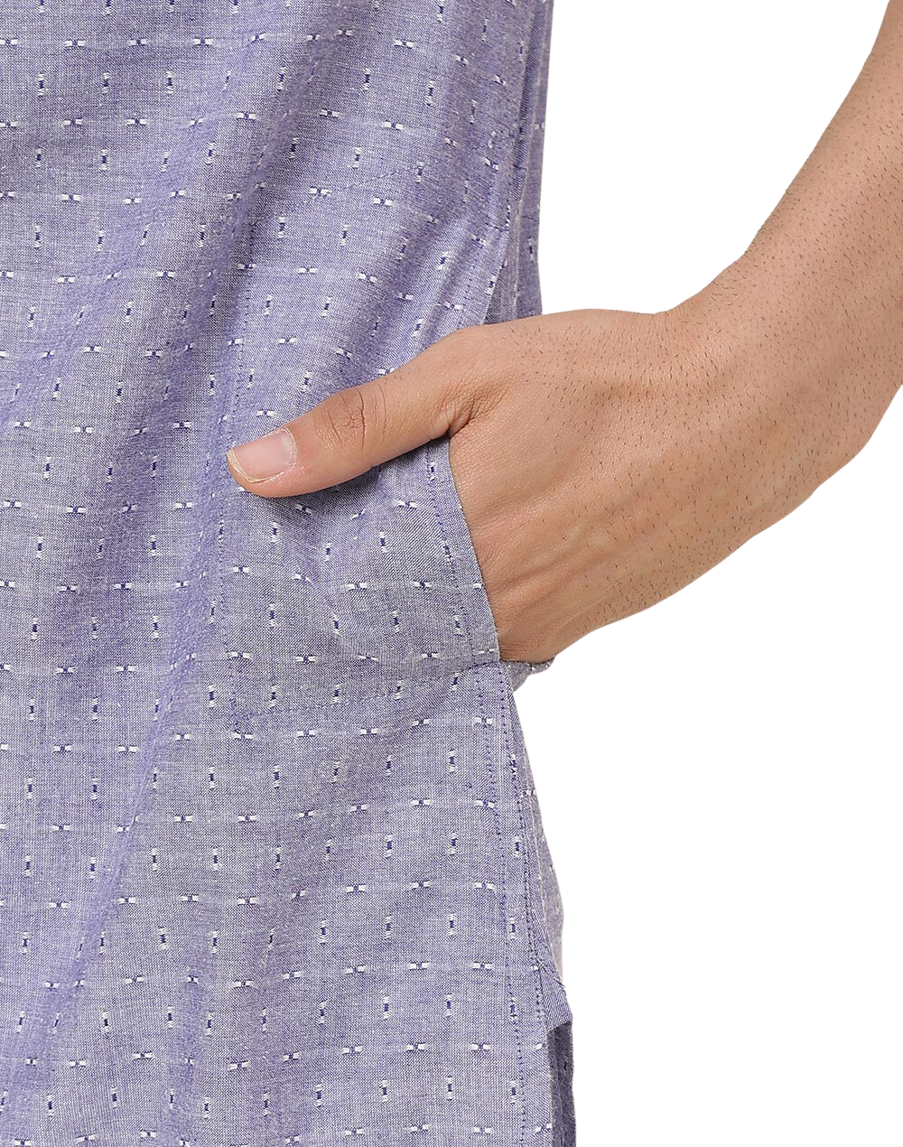 Kurta para hombre. Azul medio. Manga larga