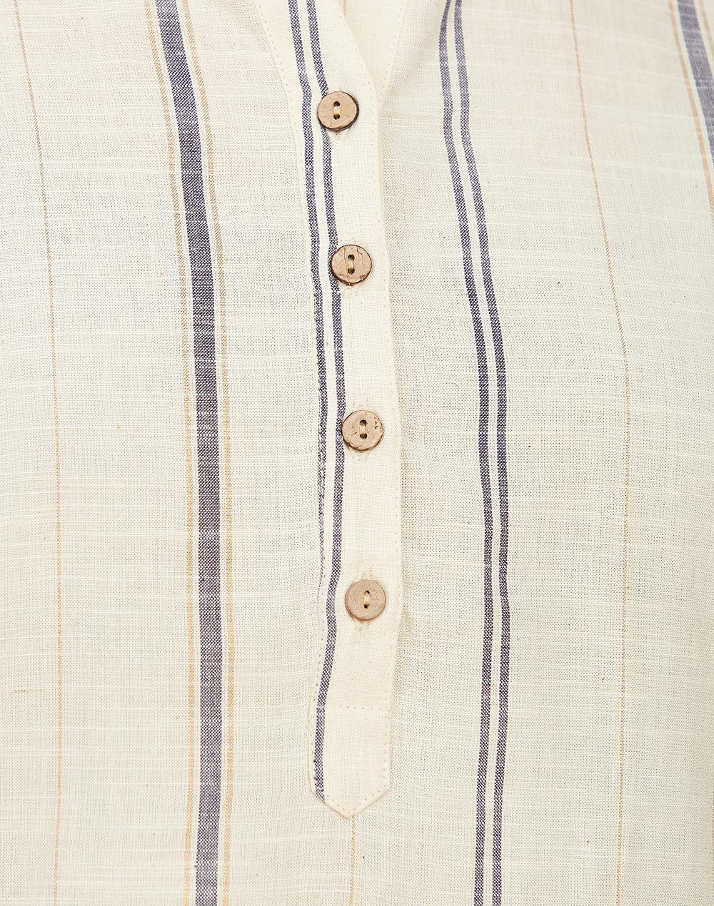 Kurta larga a rayas. Crudo