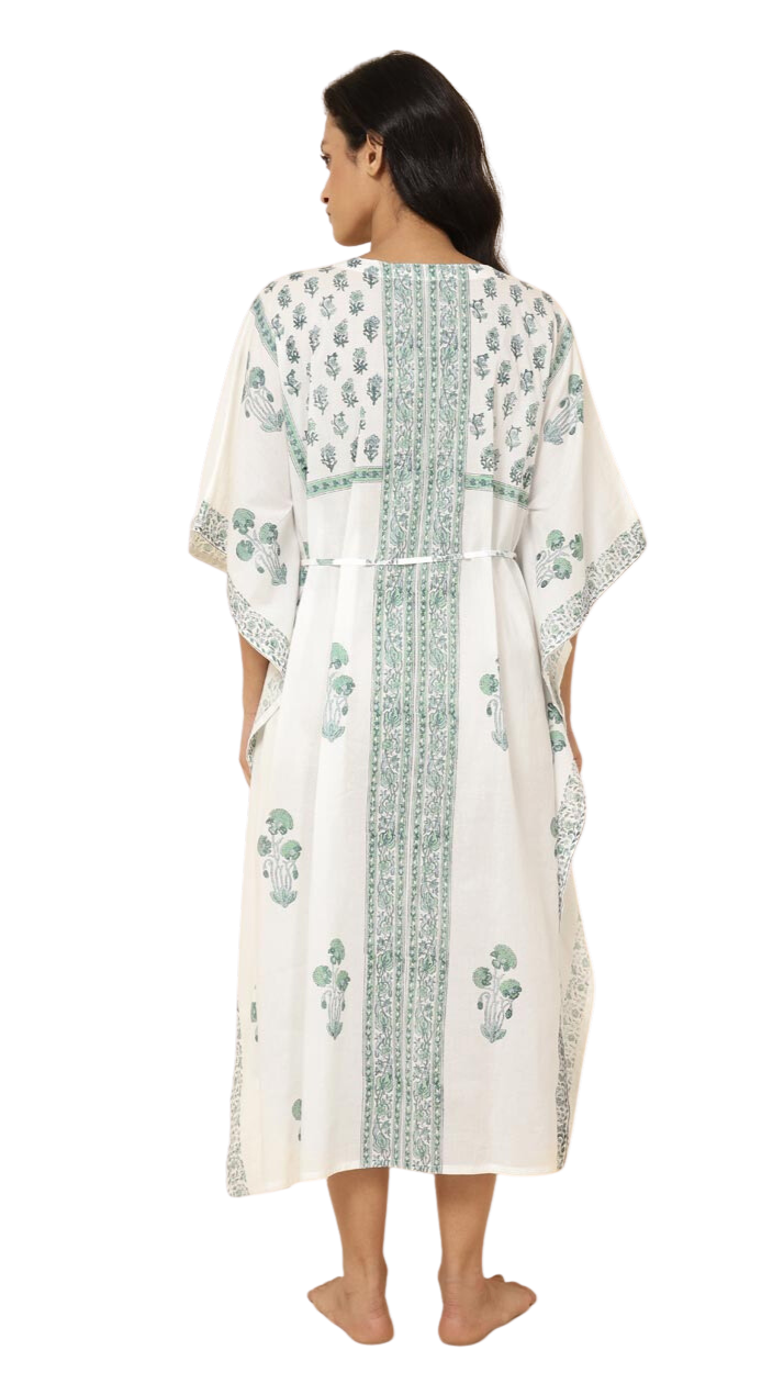 Kaftán blanco. Azul