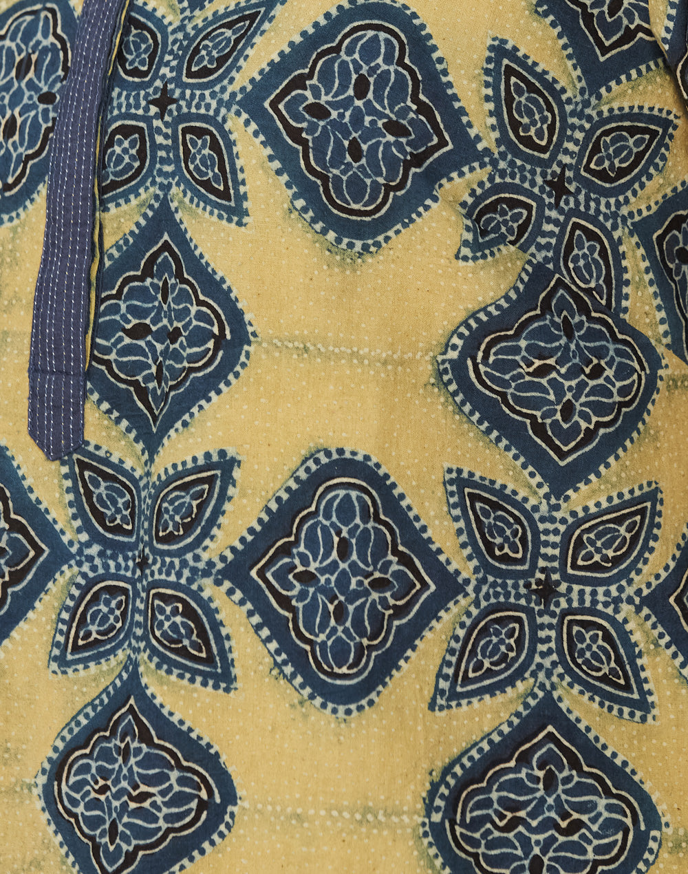 Kurta corta Ikat. Azul índigo y mostaza