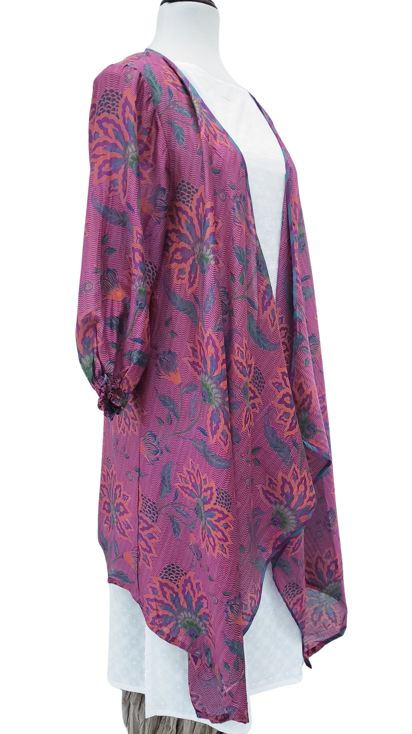 Saco estampado algodón seda. Morado