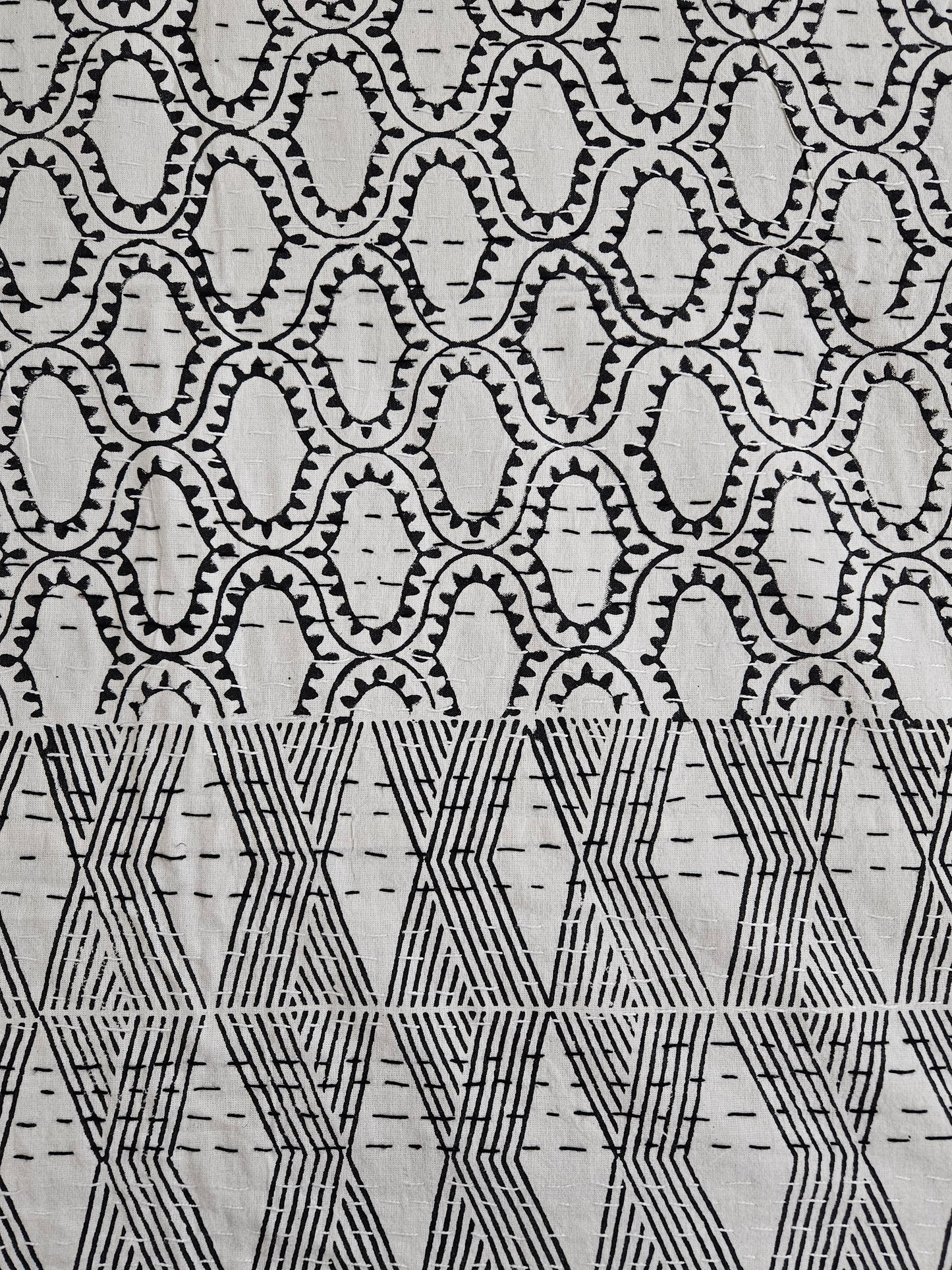 Colcha estampada. Kantha Black