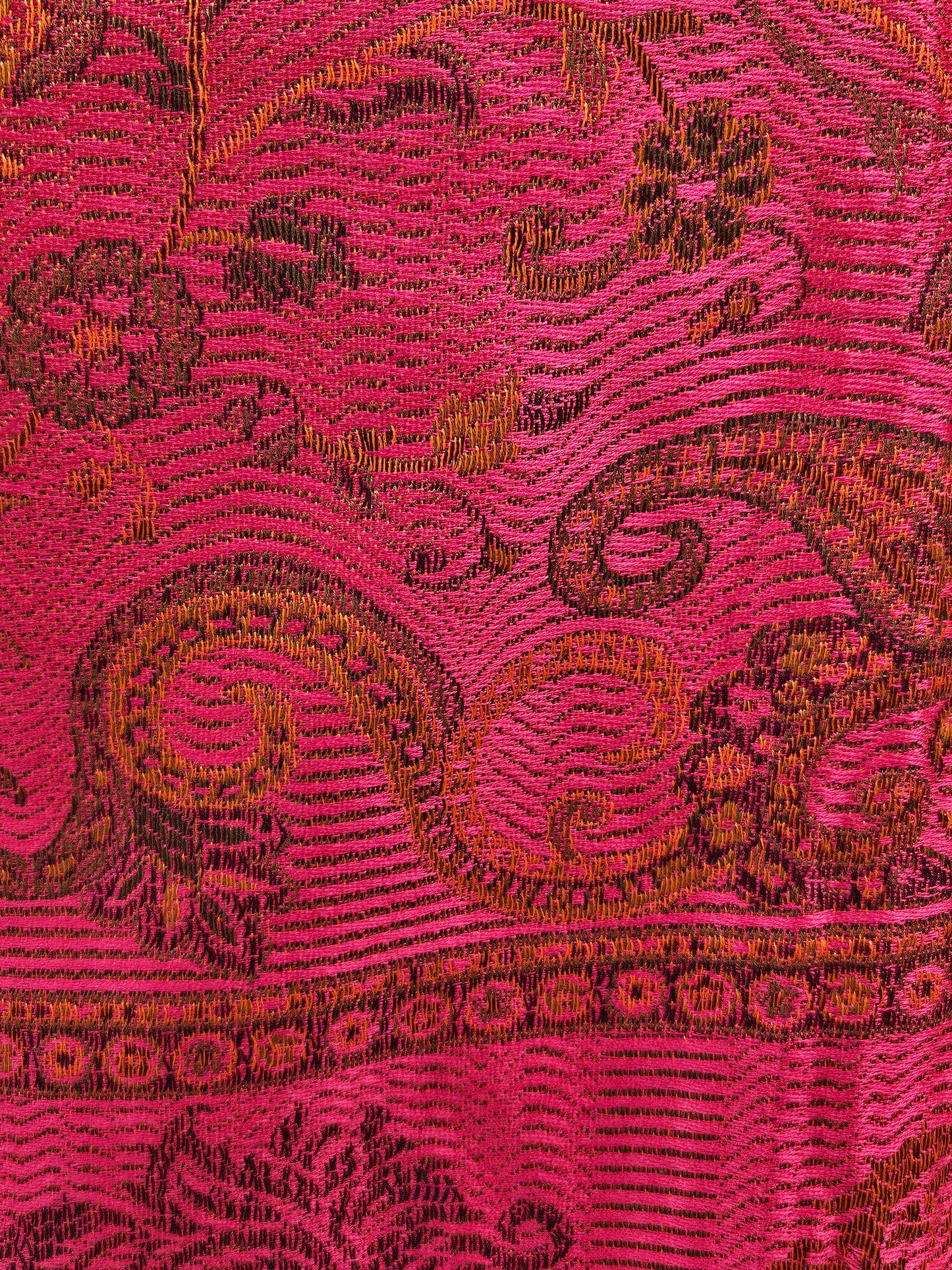 Chal de seda. Fuschia / naranja