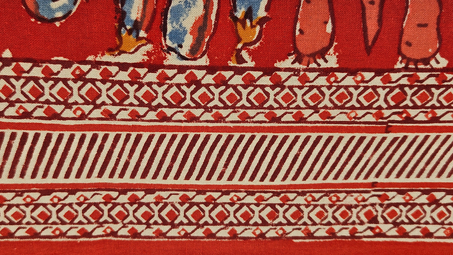 Mantel rectangular estampado a mano Remolacha