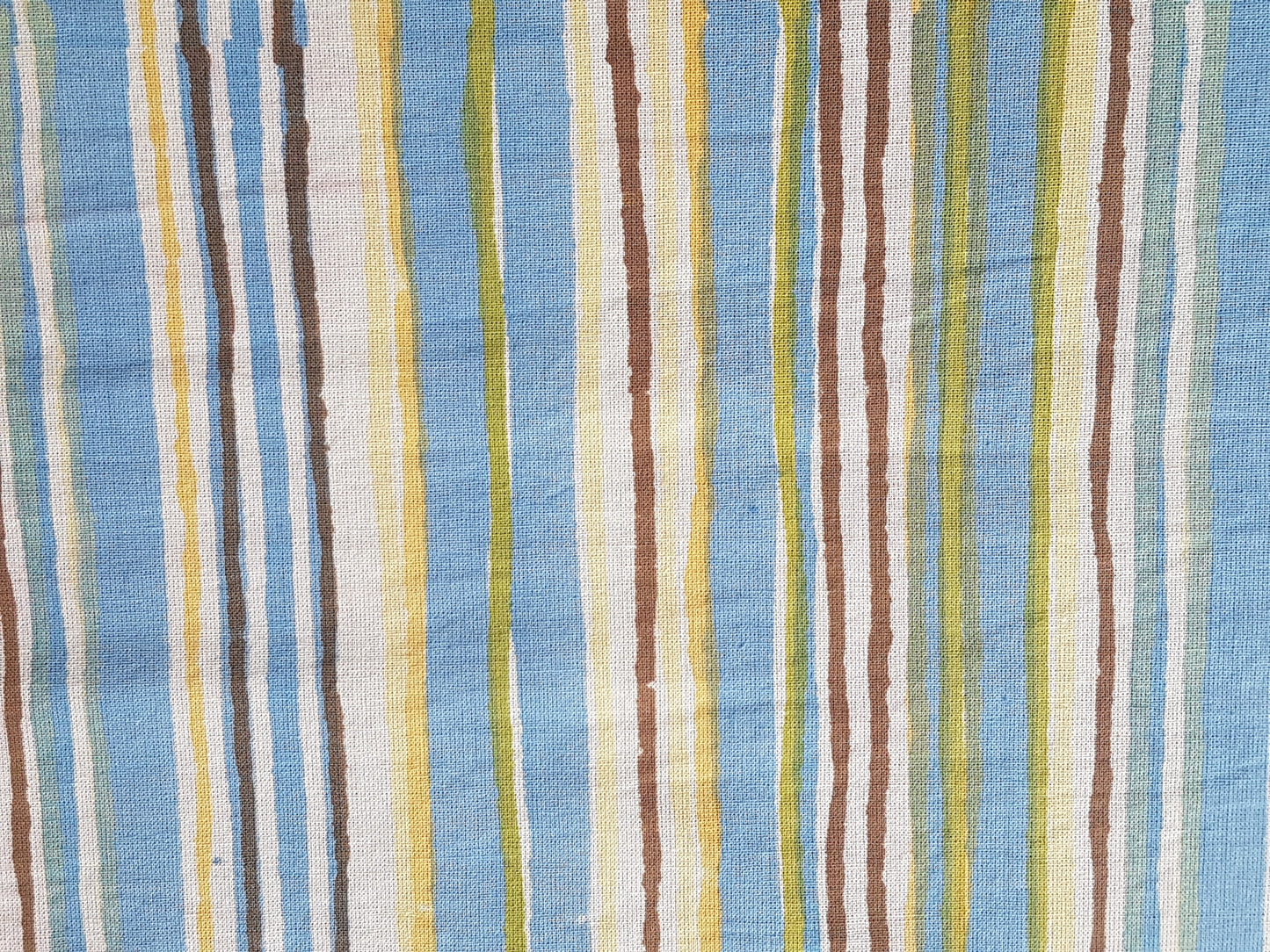 Mantel cuadrado 100% algodón estampado a mano. Rayas