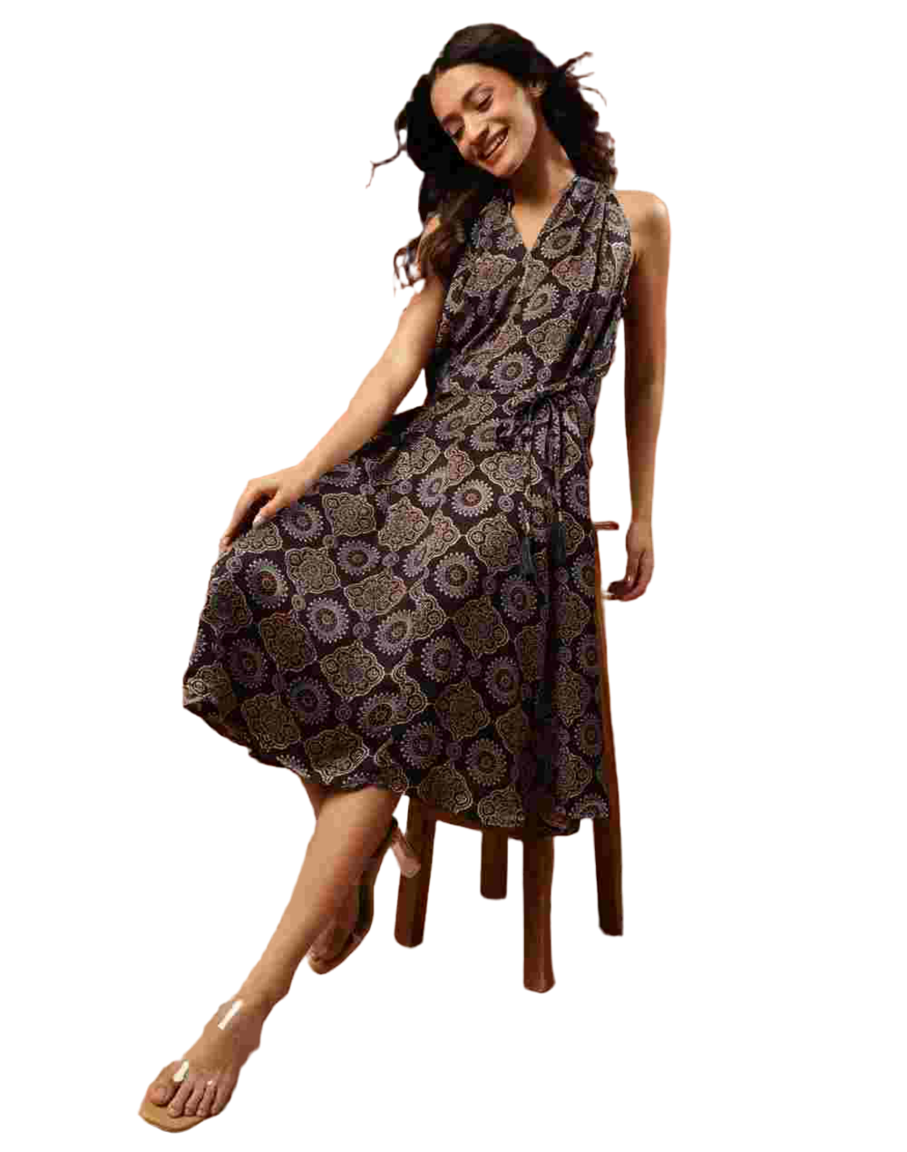 Vestido Ajrakh. Negro