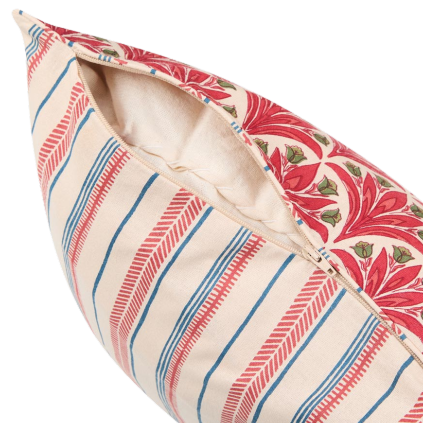 Funda de cojín de algodón estampada. Gulzar Pankh rojo 40x40
