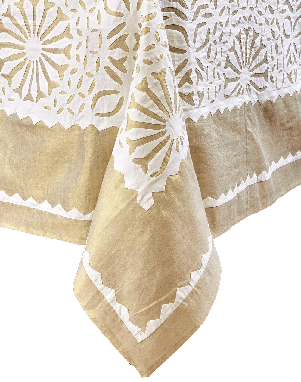 Mantel rectangular 100% algodón calado en dorado