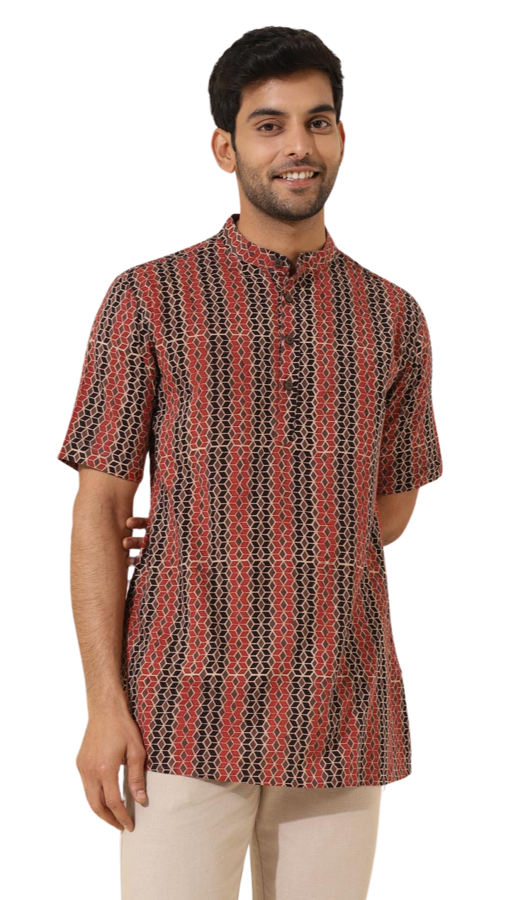 Kurta para hombre. Negra y marrón. Manga larga
