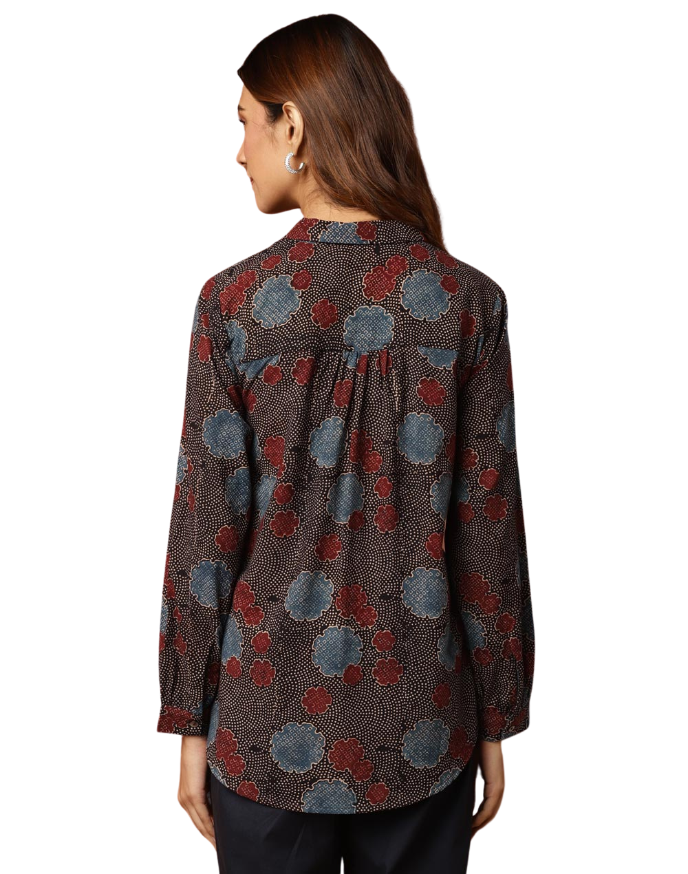 Blusa Ajrakh. Marrón y negro