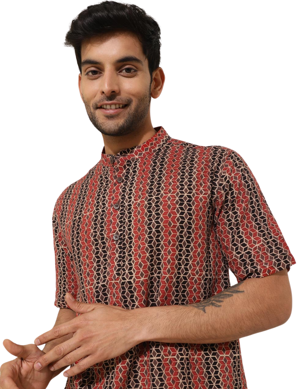 Kurta para hombre. Negra y marrón. Manga larga