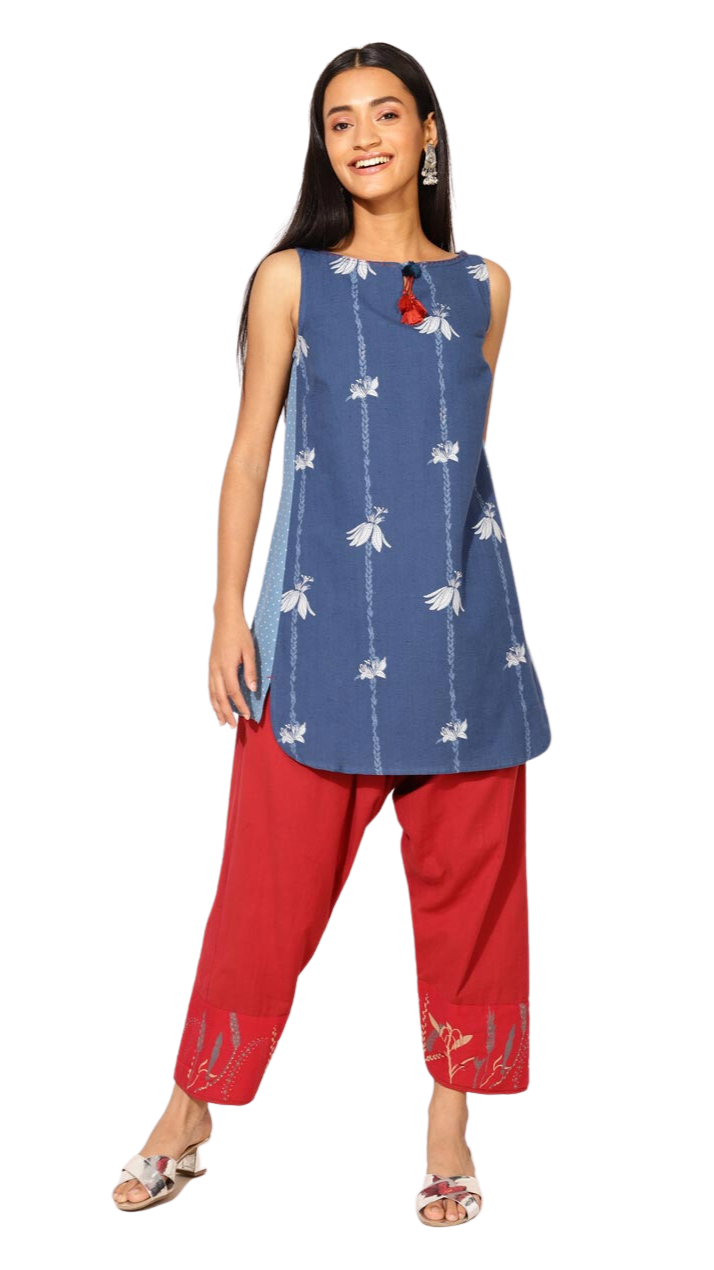 Kurta corta. Azul índigo