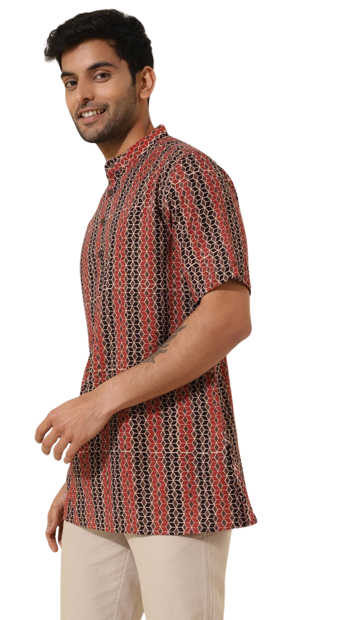 Kurta para hombre. Negra y marrón. Manga larga