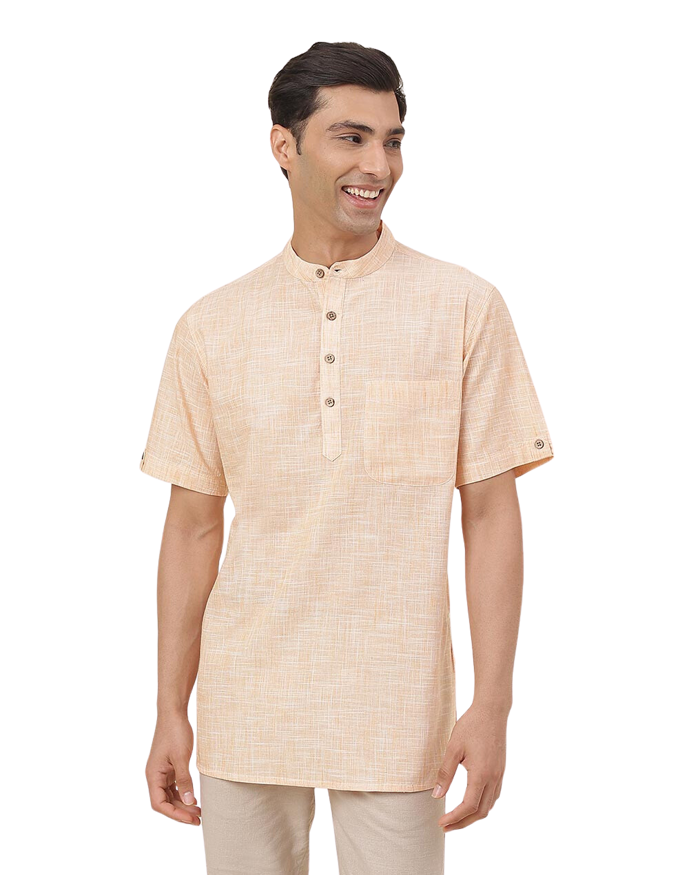Kurta para hombre. Naranja. Manga corta