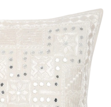 Funda de cojín de algodón. Bordado con espejos 40x40