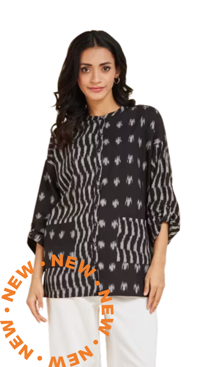 Blusa Ikat negra. Oversize PREVENTA