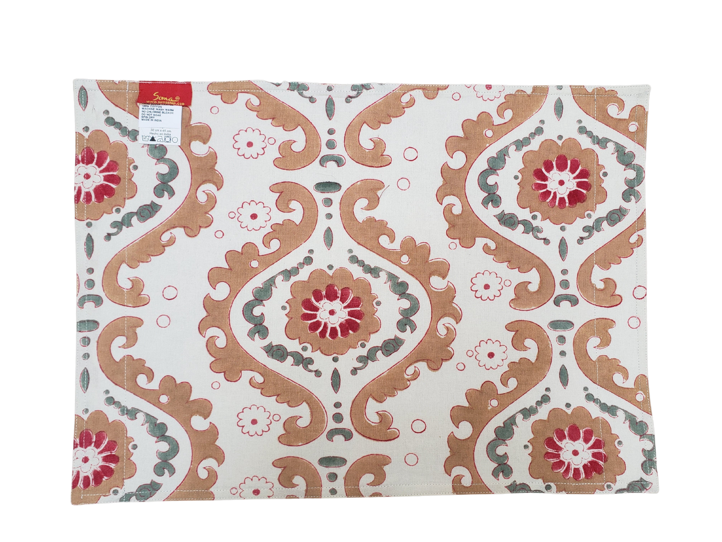 Mantel individual con servilleta. Estampado a mano