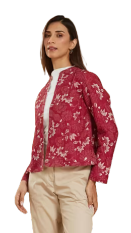 Saco de algodón/rayón estampado a mano. Vino PREVENTA