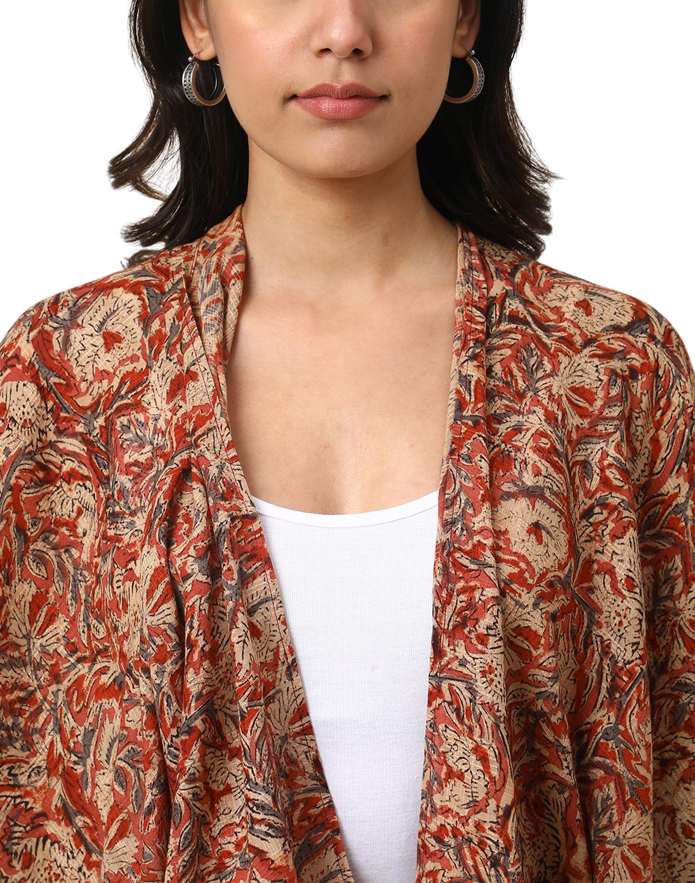 Saco largo kalamkari. Terracota