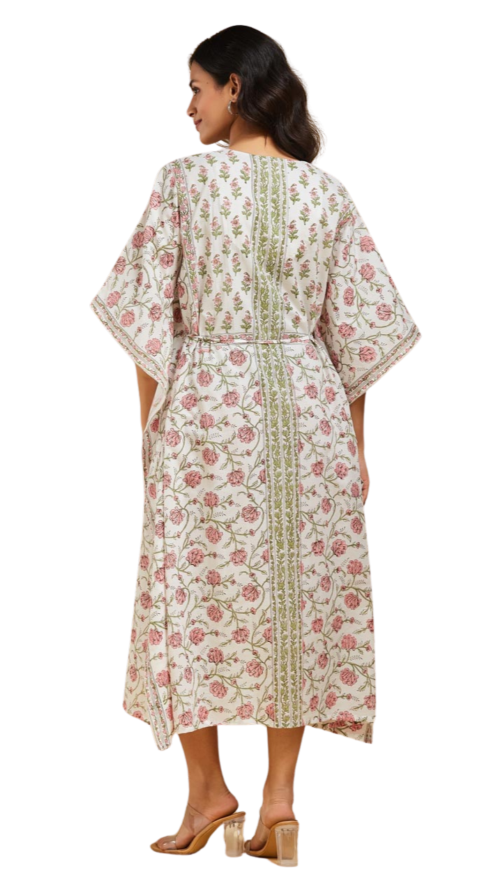 PREVENTA - Kaftán estampado floral. Rosa
