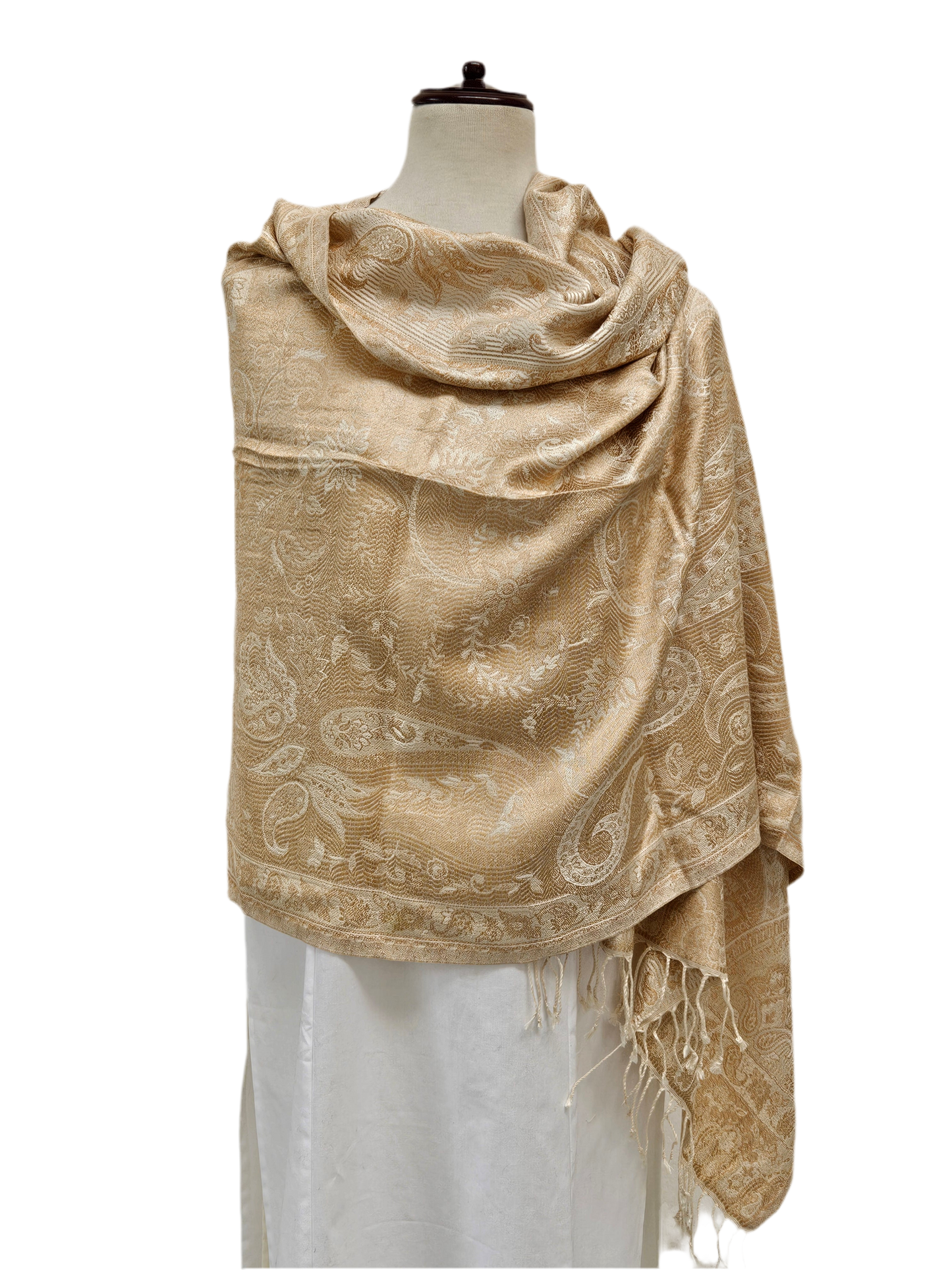 Chal de seda. Beige / dorado