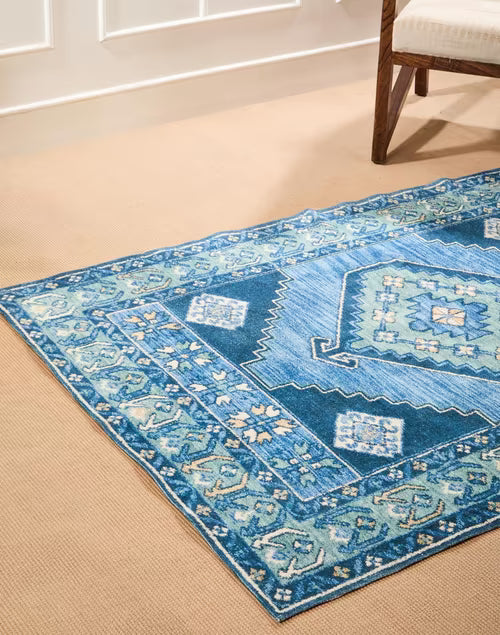 Tapete de algodón estampado. Aadhik azul