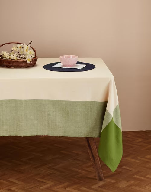 Mantel rectangular 100% algodón tejido en telar. Adesh verde