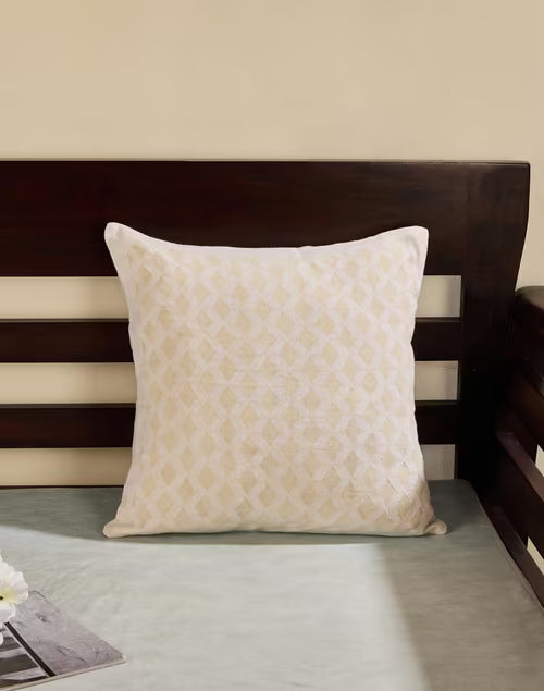 Funda de cojín de algodón deshilado. Blanco Aminari blanco 40x40