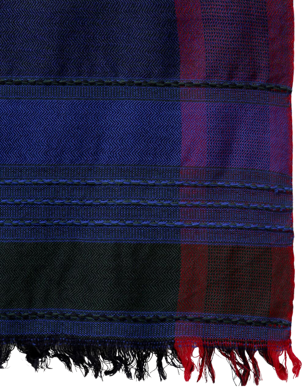Bufanda de lana azul y magenta
