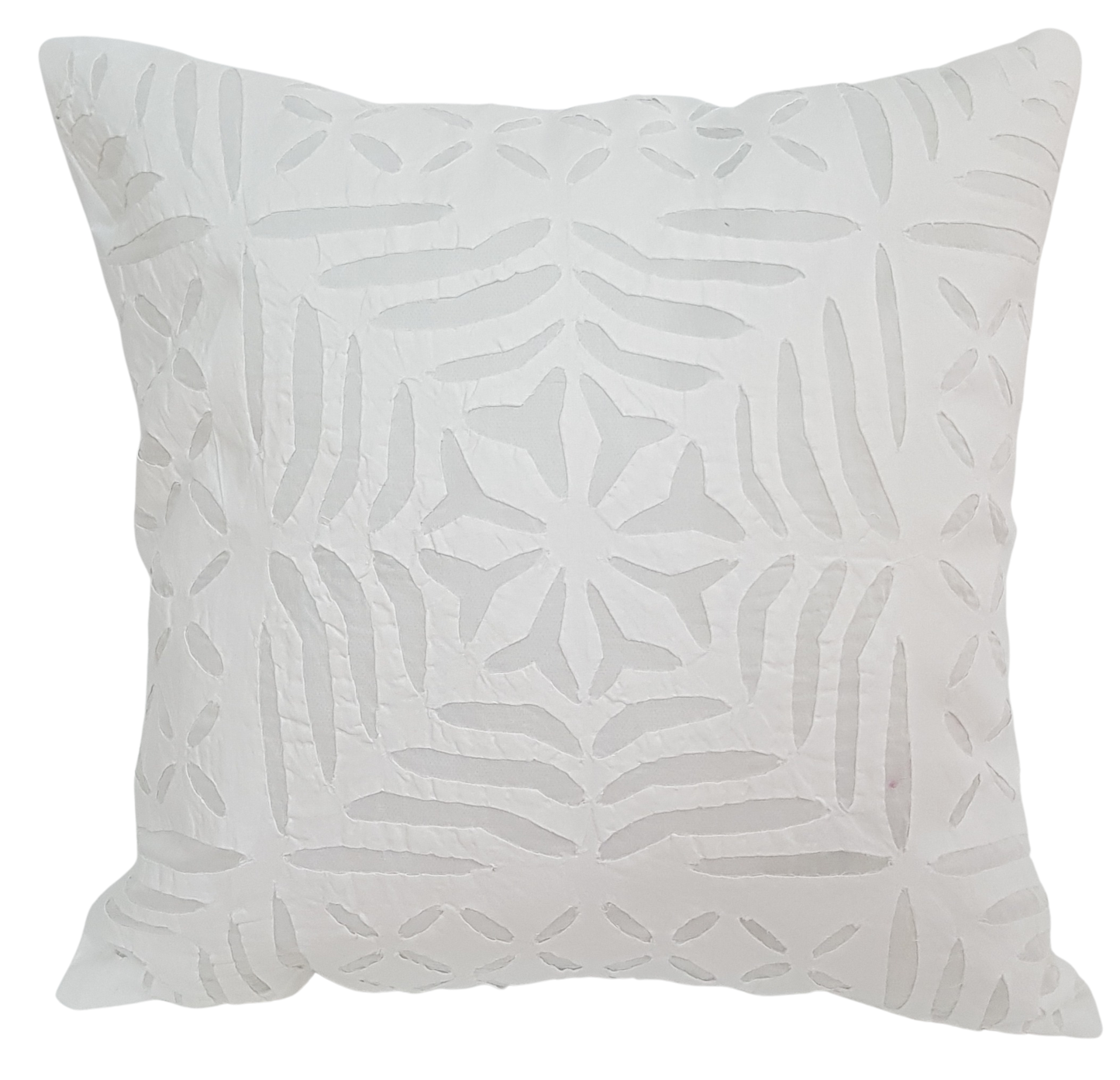 Funda de cojín de algodón calado. Blanco 50x50