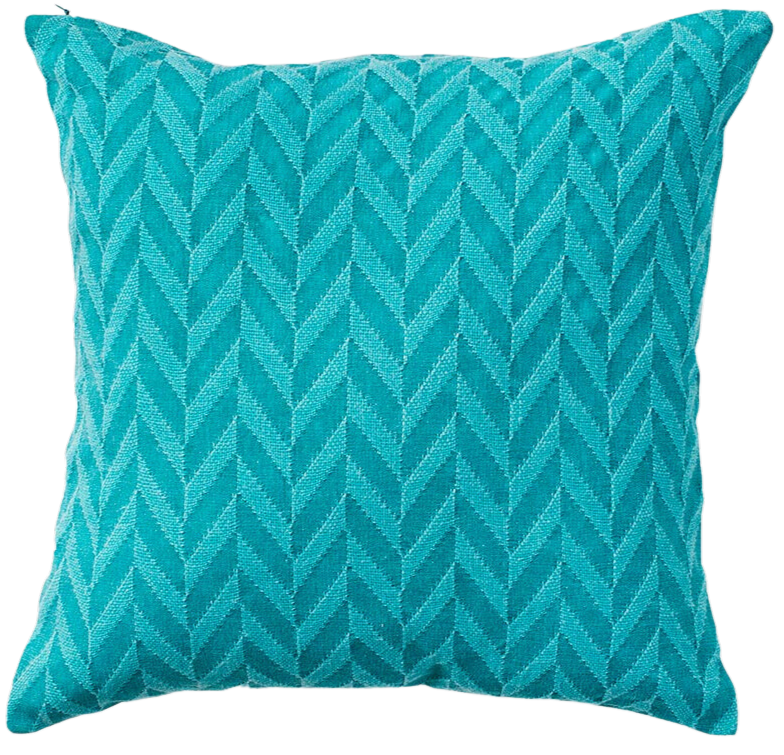 Funda de cojín tejida en telar. Amrav turquesa 40x40