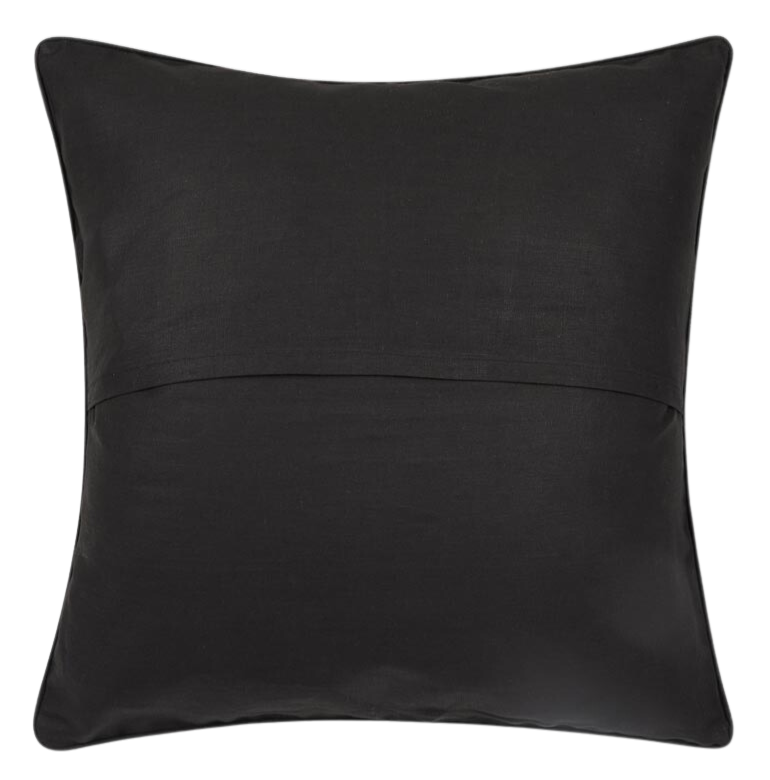 Funda de cojín. Combinación algodón y bordado metálico. Negro 40x40