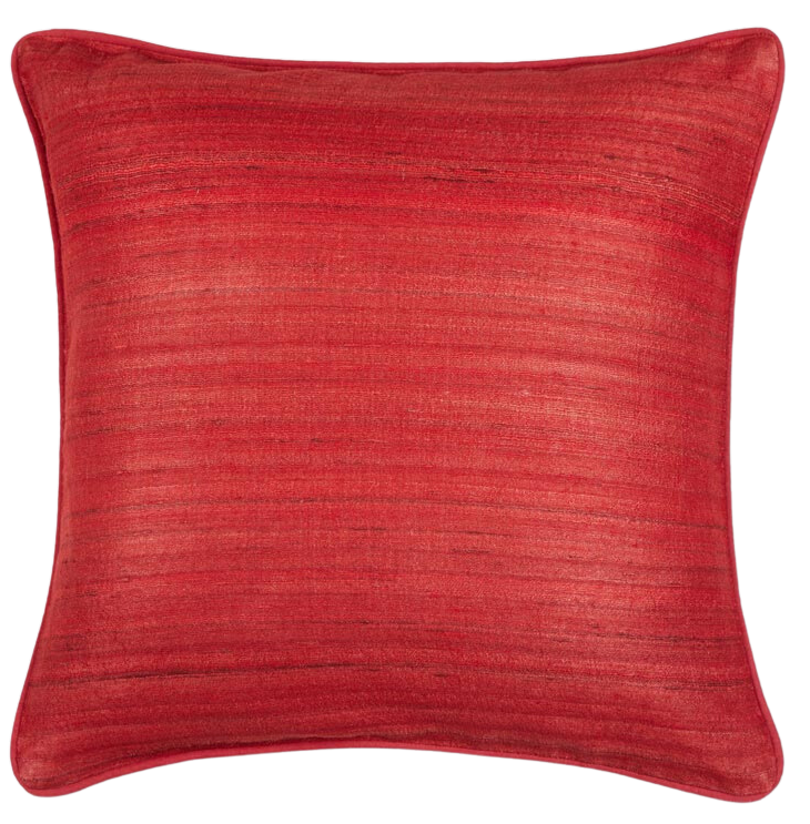Funda de cojín lisa de seda. Niri rojo 40x40