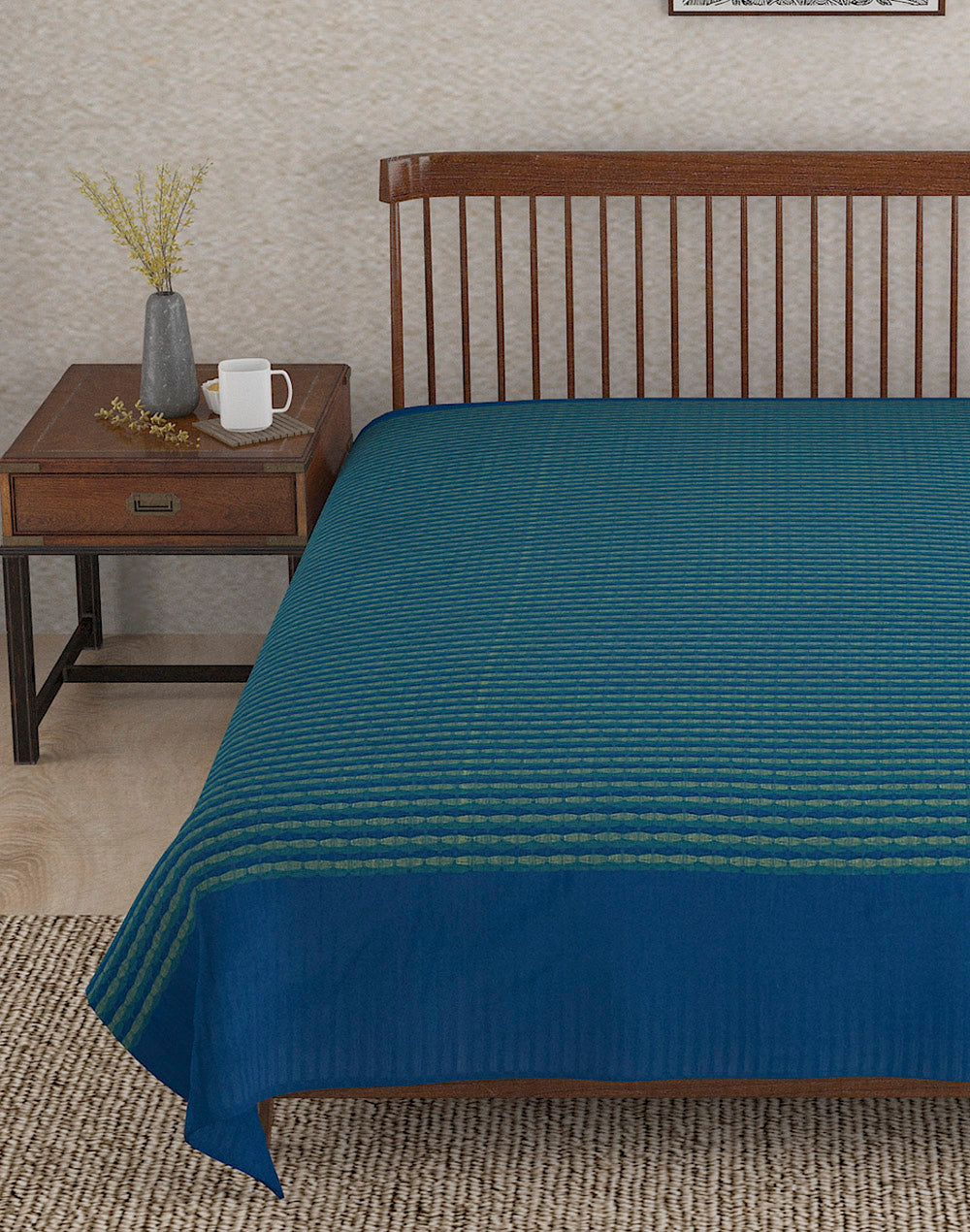 Colcha tejida en telar. Deepali Índigo