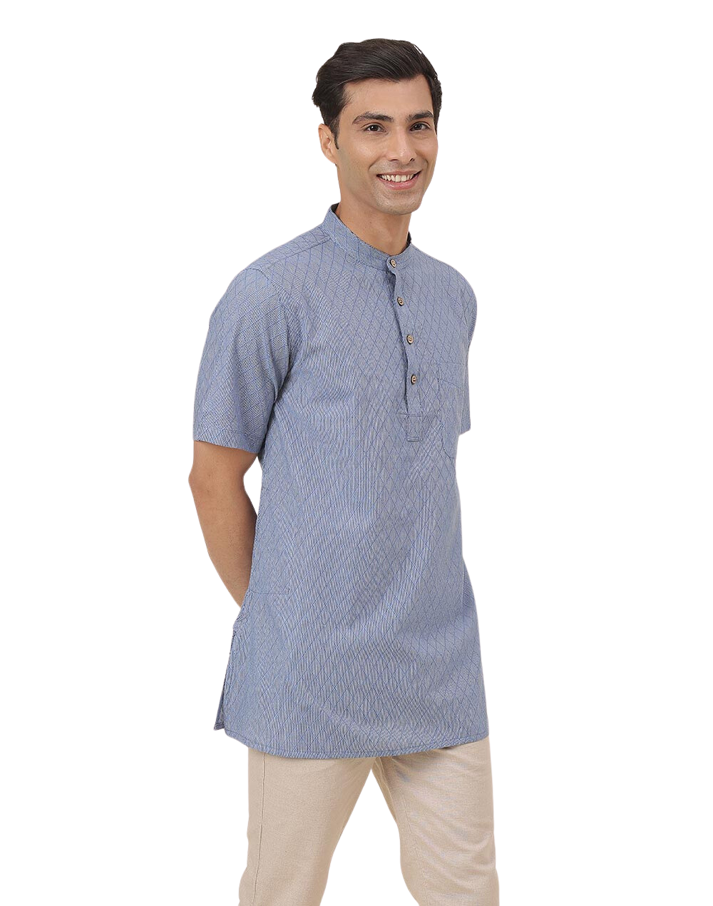 Kurt para hombre. Azul rombos. Manga corta