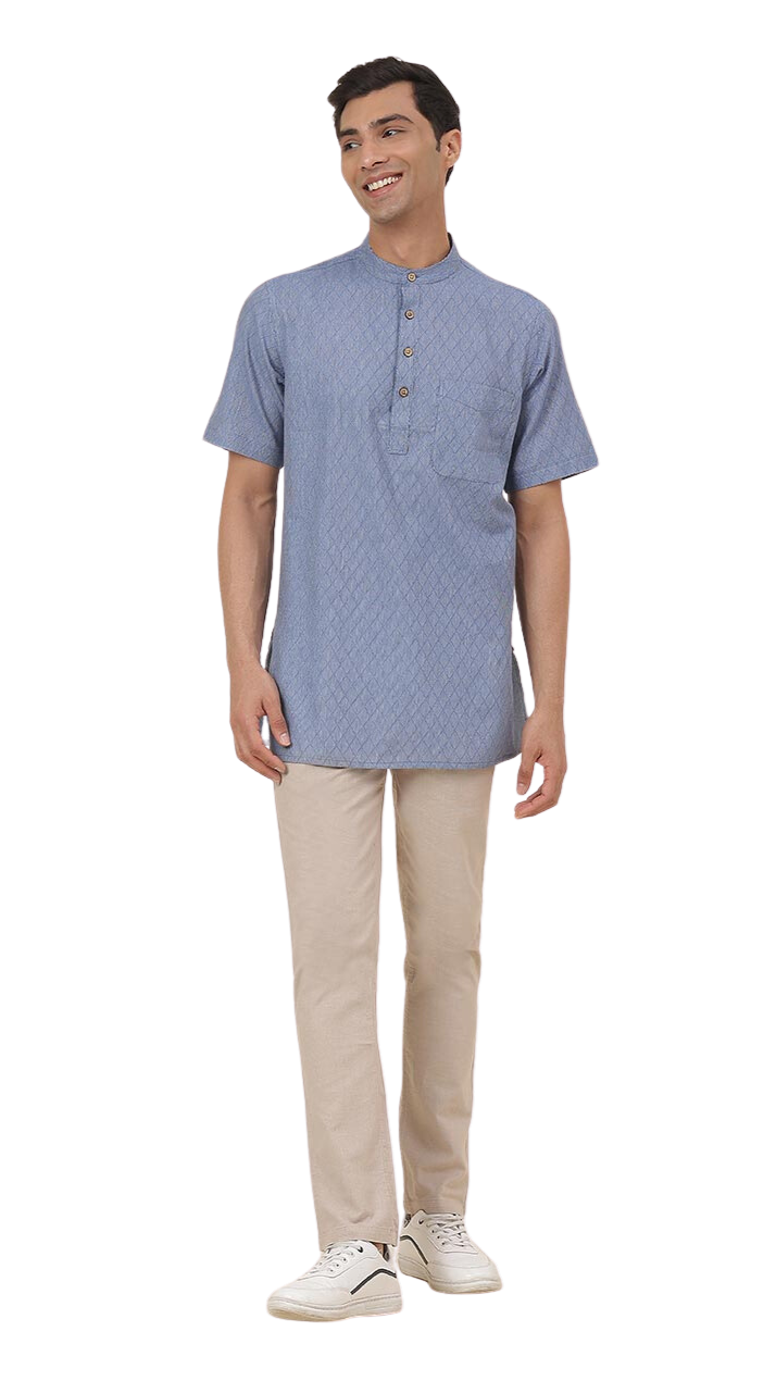 Kurt para hombre. Azul rombos. Manga corta