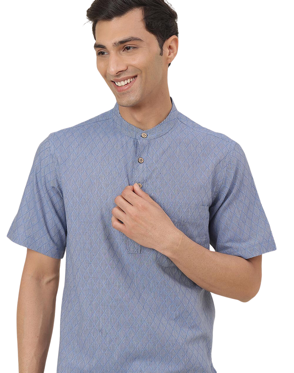 Kurt para hombre. Azul rombos. Manga corta