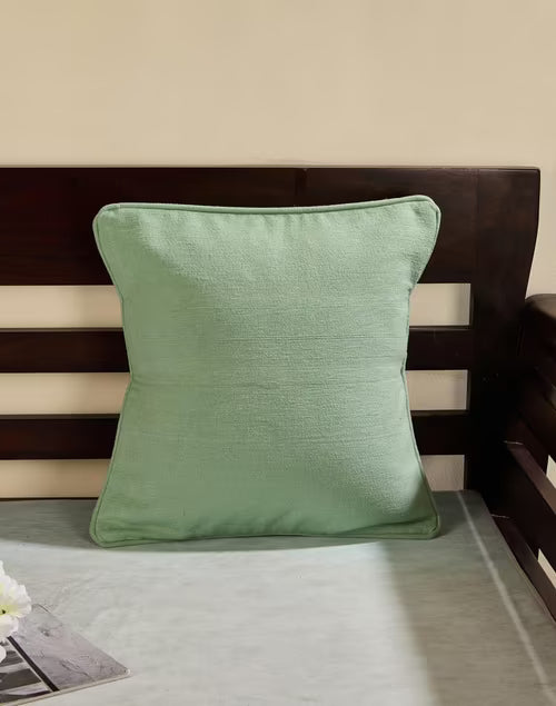 Funda de cojín tejida en telar. Lisa verde salvia 40x40
