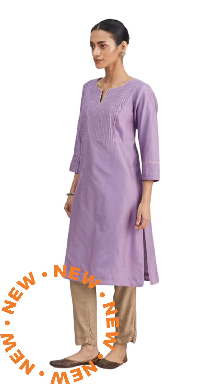 Kurta larga combinación seda. Lavanda
